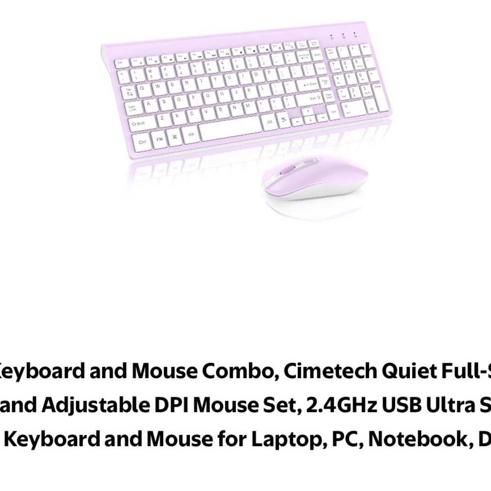 Cimetech Purple Wireless Keyboard and Mouse Combo